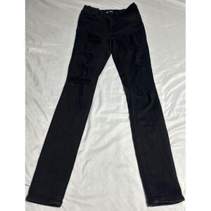Hot Topic Black Ripped Skinny Jeans Women's Size 0 Distressed Denim